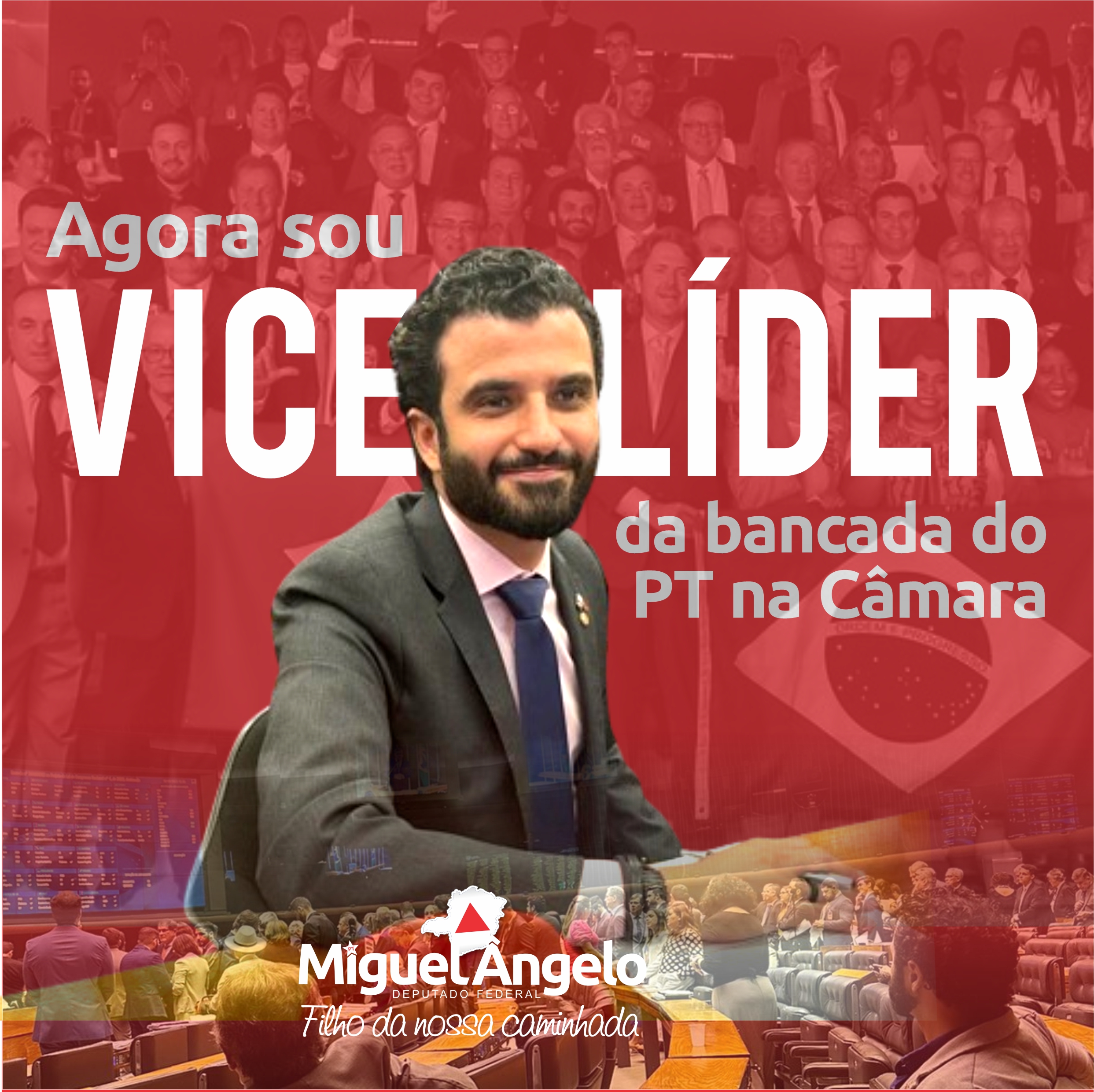 Deputado assume como vice-líder da bancada do PT na Câmara dos Deputados.